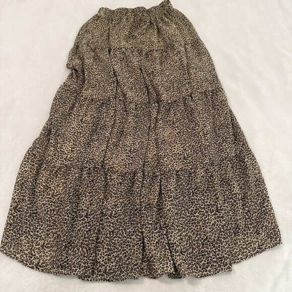 In Loom Women’s Small Tiered Leopard Cheetah Animal Print Tiered Midi Skirt - Picture 5 of 7